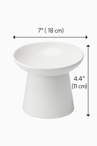 Whisker-friendly elevated ceramic cat bowl with wide shallow design